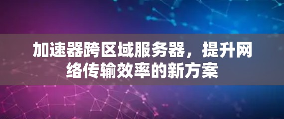 加速器跨区域服务器，提升网络传输效率的新方案